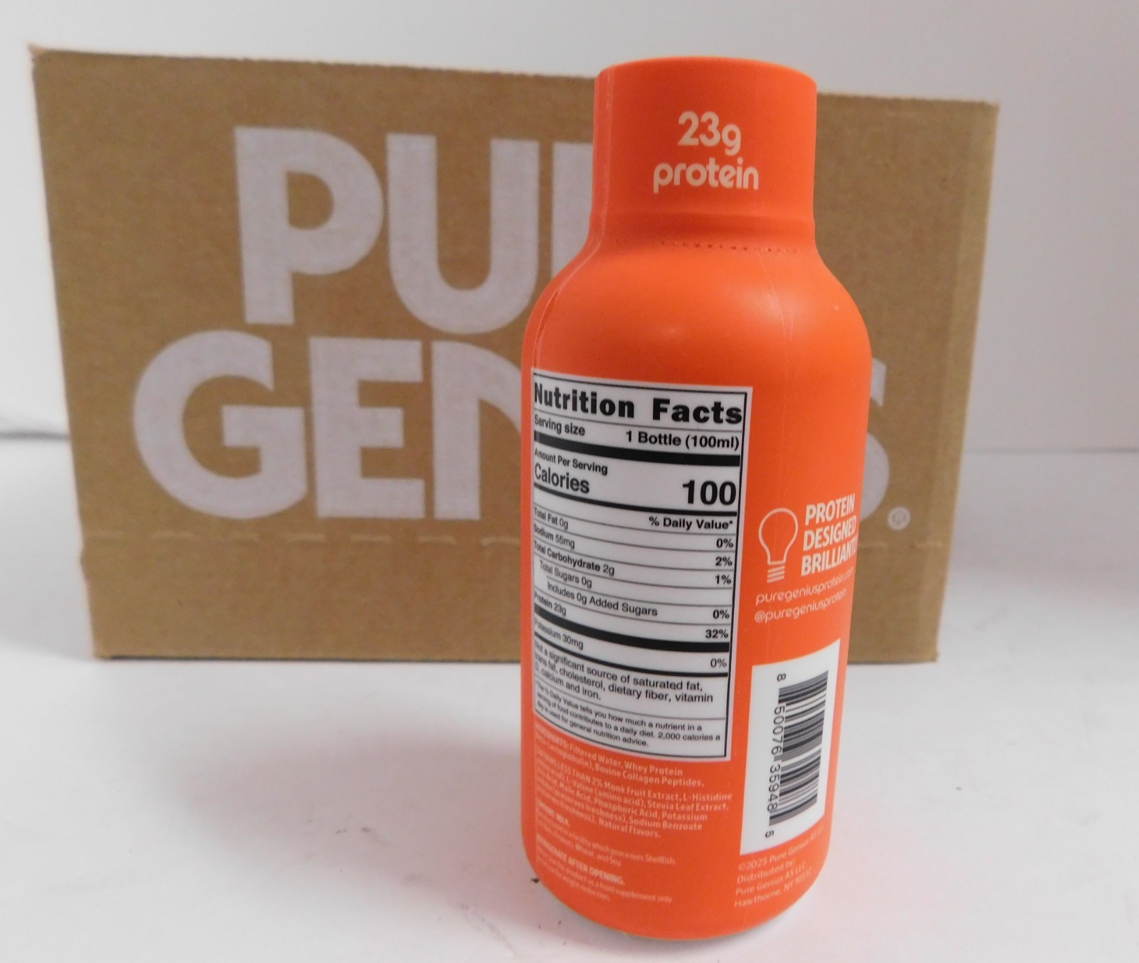 12 PACK Pure Genius Strawberry Guava Protein Shots 23g KETO Gluten & Sugar Free