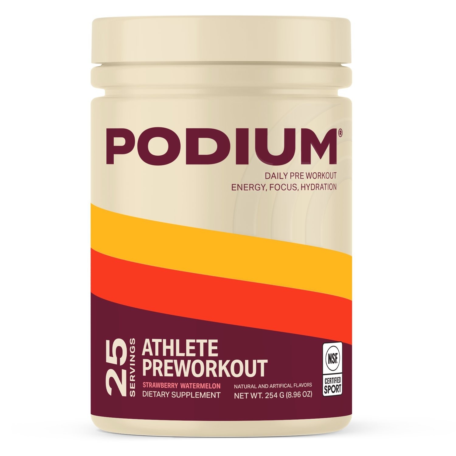 Podium Athlete Pre-Workout Strawberry Watermelon, 150mg Caffeine, 25 Servings