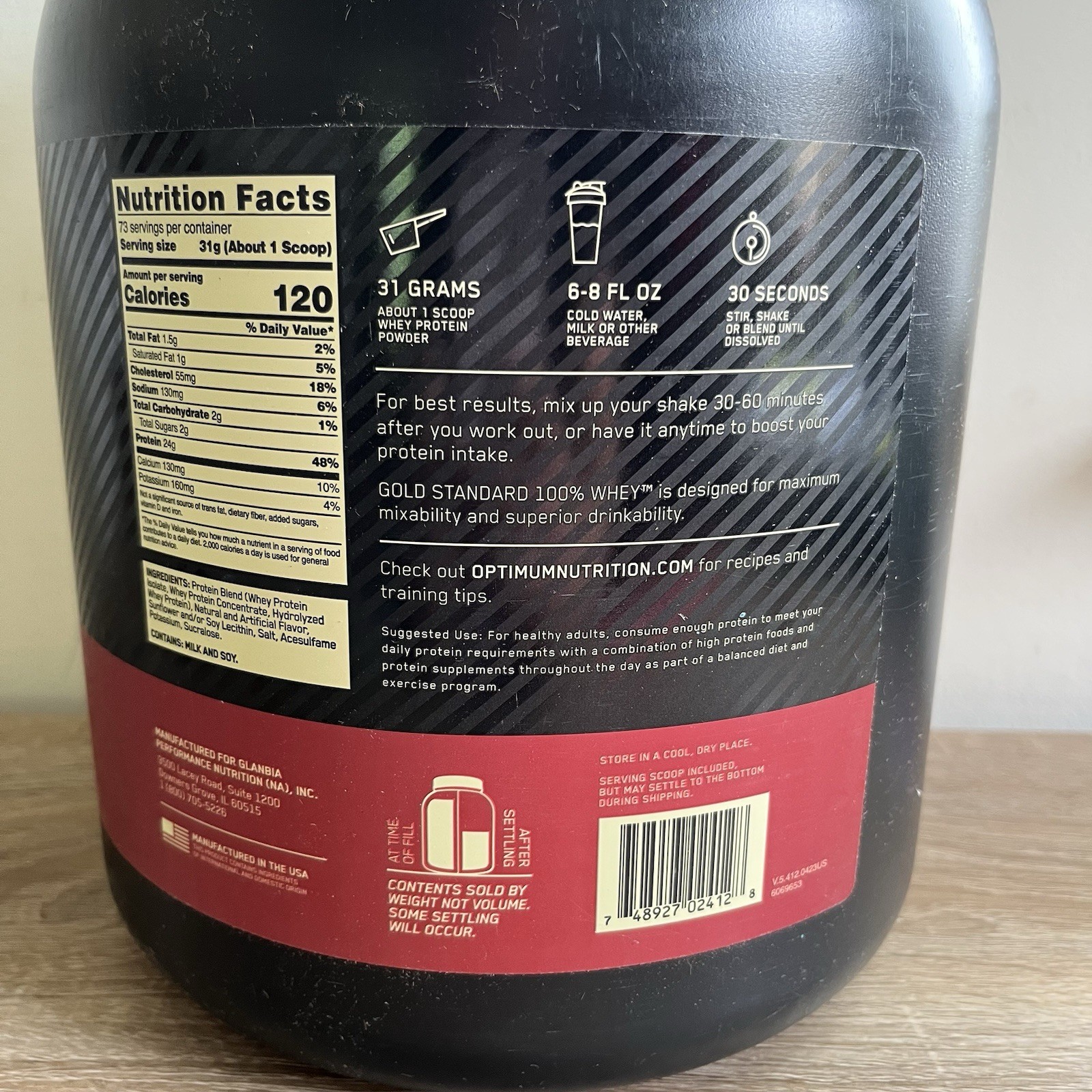 OPTIMUM NUTRITION GOLD STANDARD 100% WHEY PROTEIN 5LB Muscle Support & Recovery