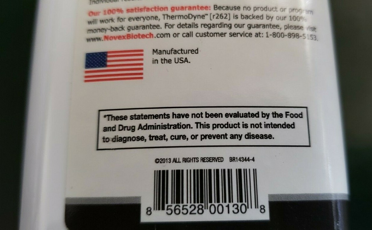 Novex Biotech – Thermodyne – 120 Capsules – 3 Phrase Fat Oxidizer – Exp 4/2025