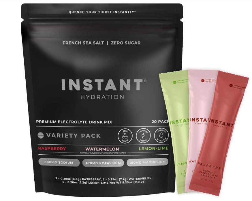 2 x Instant Hydration Sugar Free Electrolytes Powder 20 Sticks Variety Pack SALT