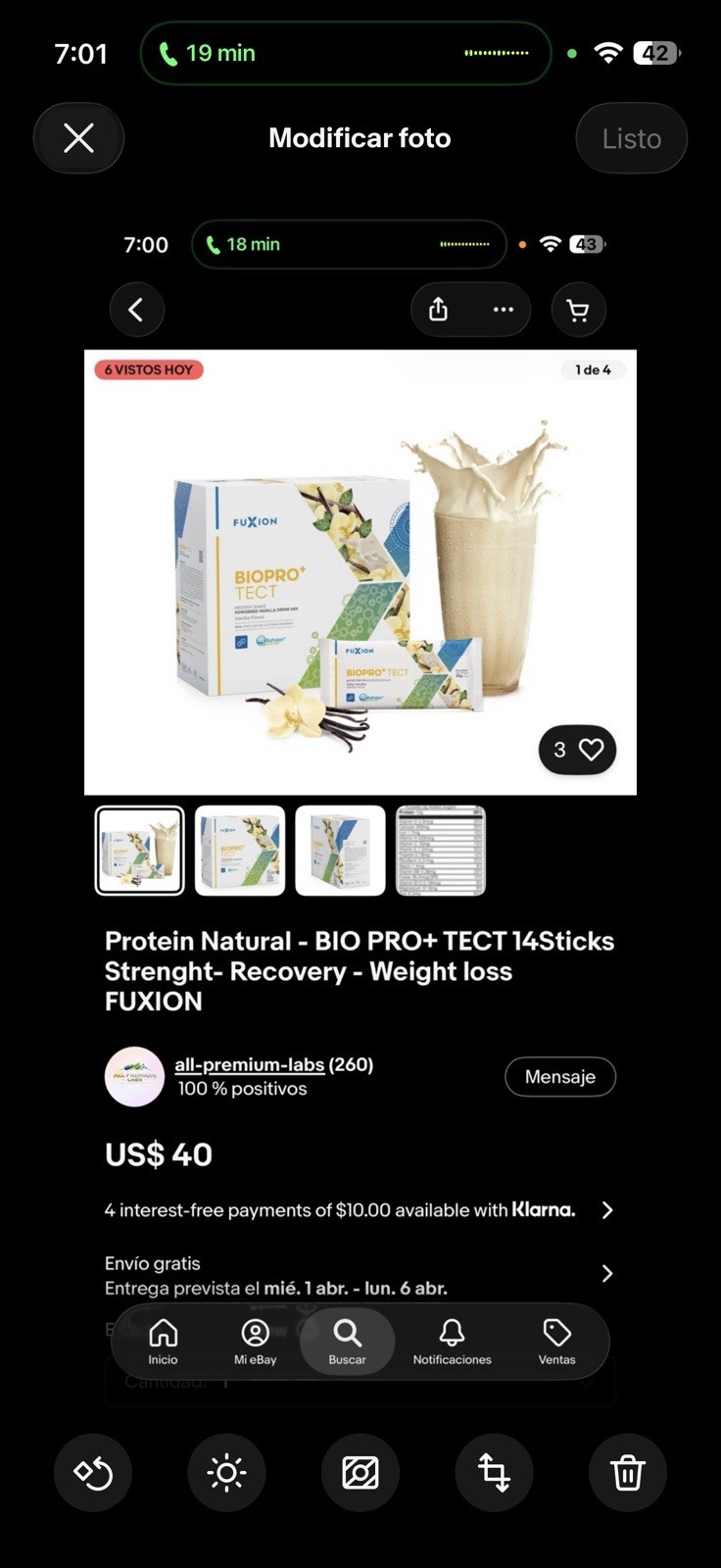 Fuxion BIOPRO+TECT Protein Shake Vanilla Powder 14 Sticks 12.3oz