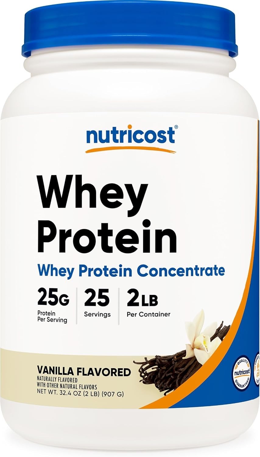 Nutricost Whey Protein Concentrate Vanilla 2LBS 28 Servings 25g Protein Per