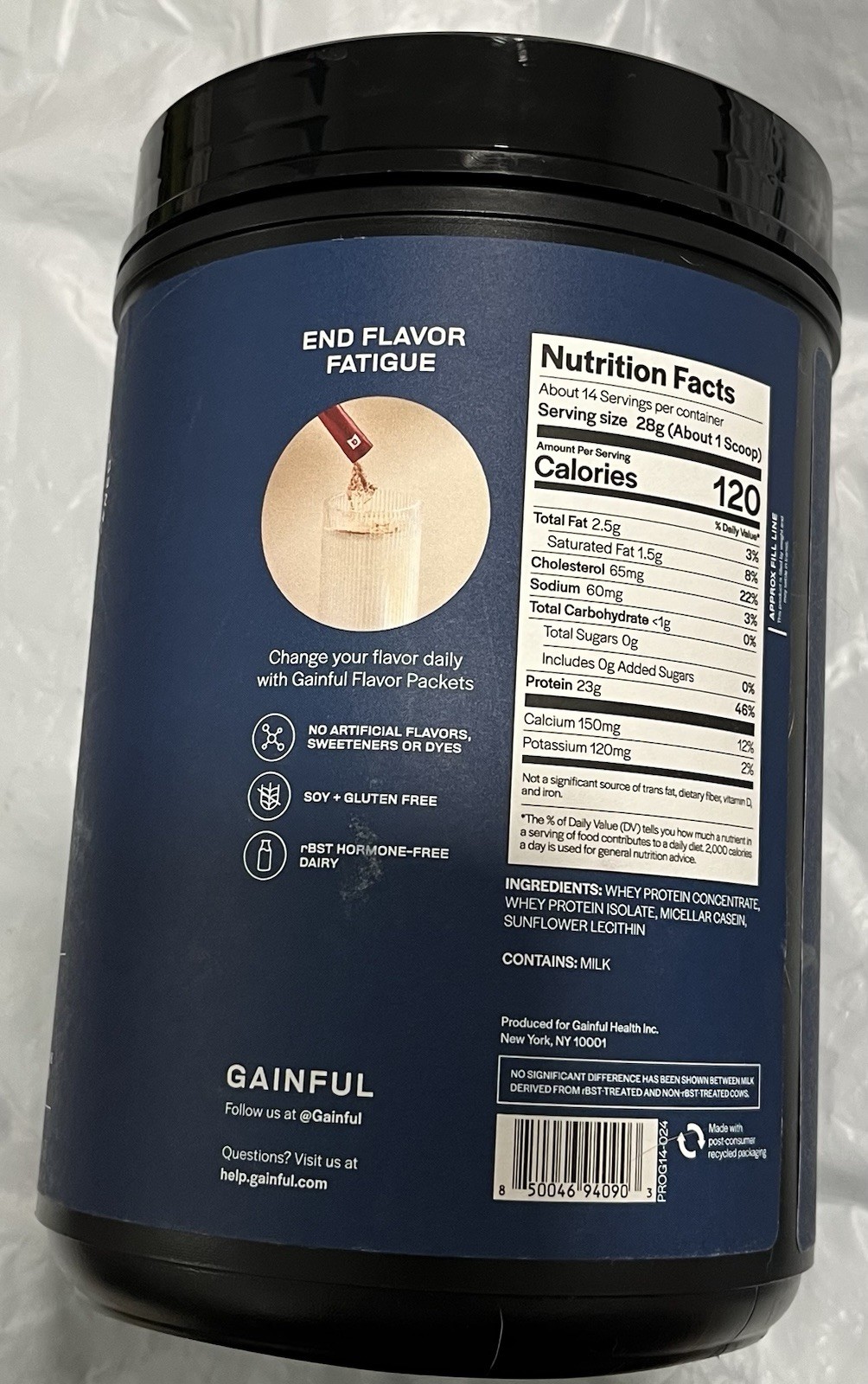 Gainful Everyday Whey Protein Powder, 23g Protein Serving, Unflavored, 1/27-pics