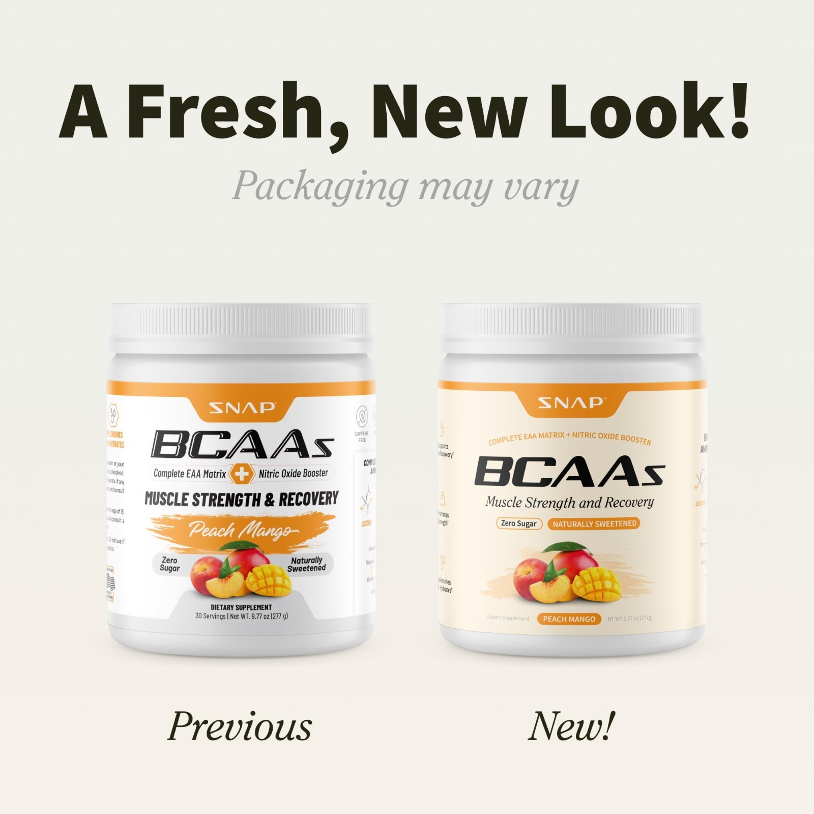 BCAA Powder Peach Mango – Essential Amino Acids, 5g Vegan, Nitric Oxide Booster,
