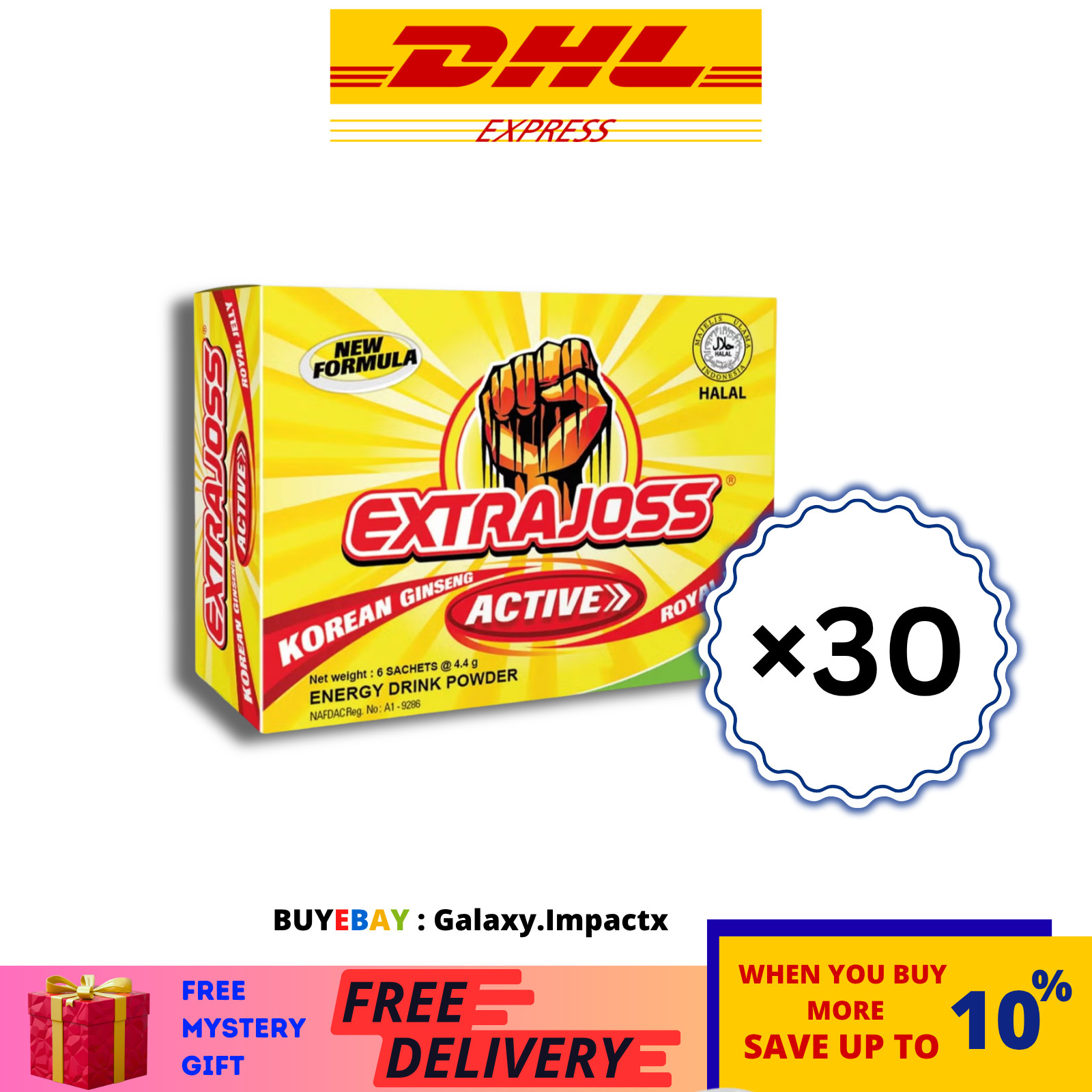 30 X EXTRA JOSS Active Flavour Energy Drink Powder Boost Stamina