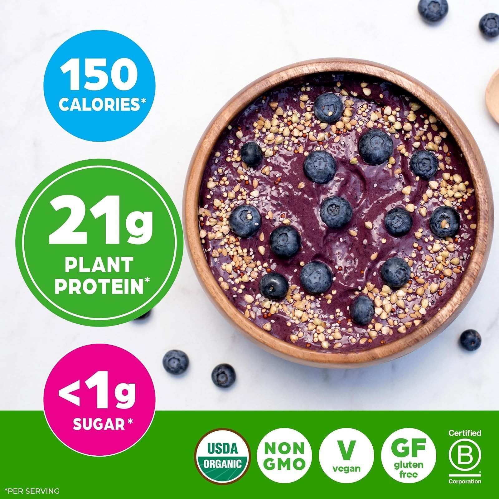 Orgain Organic Vegan Protein Powder, Vanilla Bean, 21g Protein, 2.03 lb