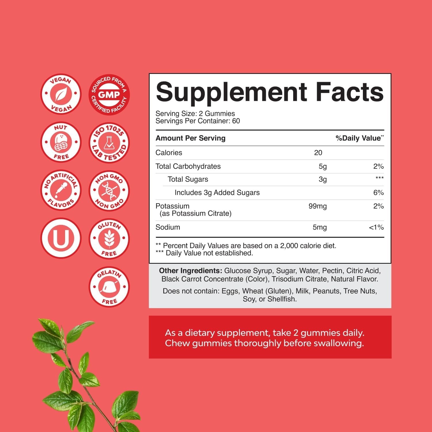 High Potency Potassium Gummies for Adults ~ Powerful Potassium Supplement Gummy