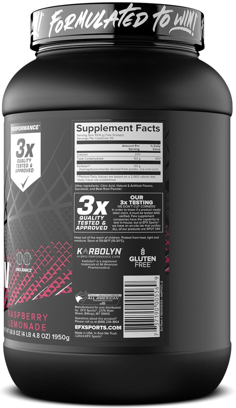 EFX Sports Karbolyn Fuel Fast-Absorbing Carbohydrate Powder Raspberry Lemonade