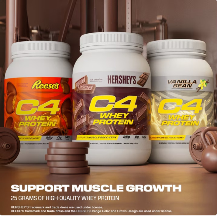 2 Pack C4 Pro Whey Protein Powder, Vanilla Bean Flavor, 25g of Protein,18Serv Pk