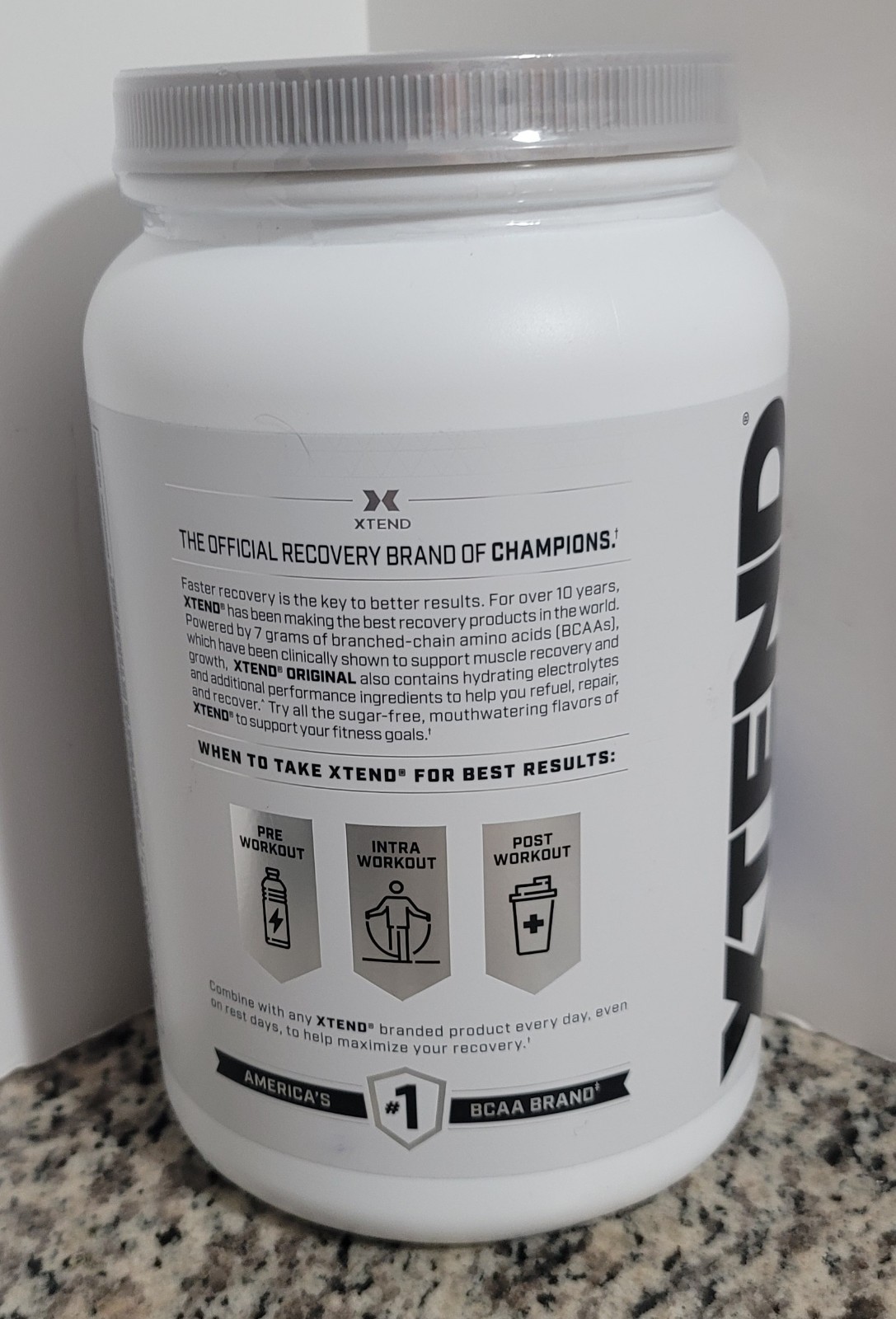 Xtend 7g BCAA Powder Blue Raspberry Ice Zero Sugar Muscle Recovery 90 Servings
