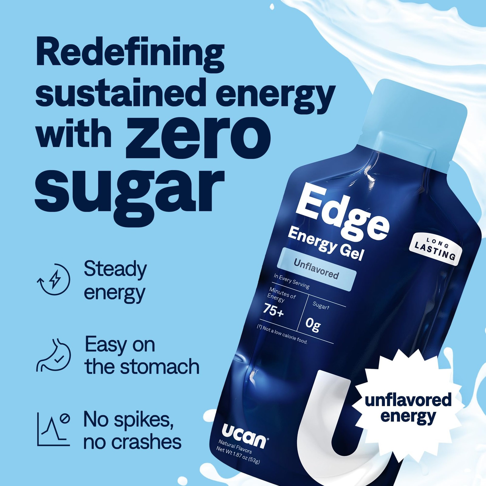 UCAN Edge Energy Gel Shots, Unflavored (12, 2 1.4 Pound (Pack of 1), Clear