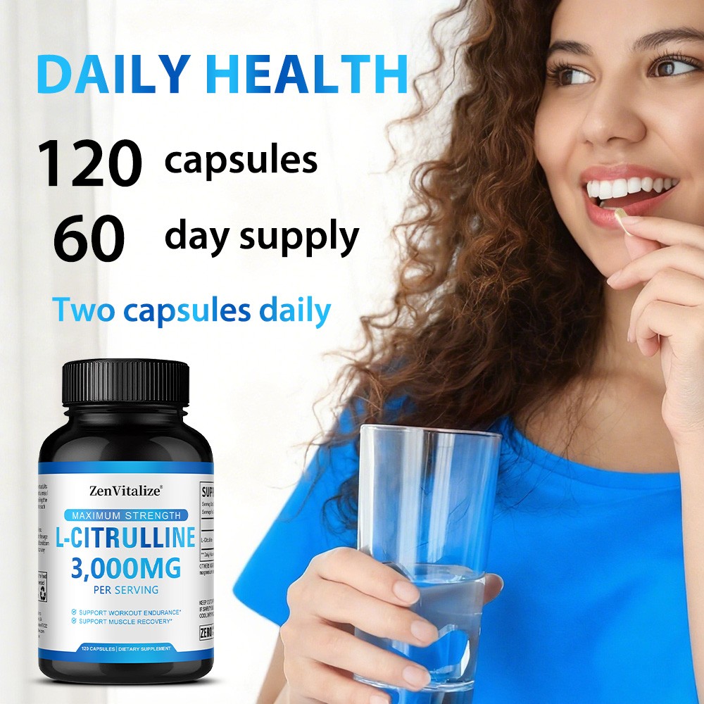 L Citrulline 3000mg Supplements L Arginine Muscle Strength Endurance 120 Pills