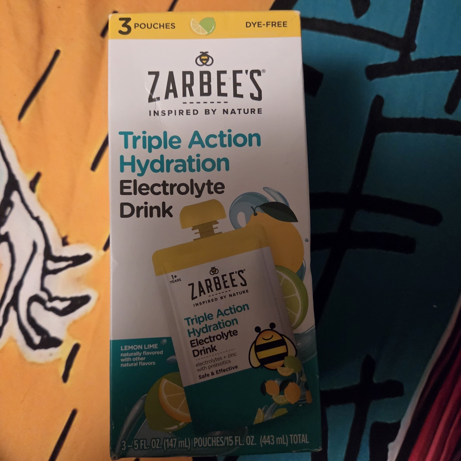 Zarbee’s Hydration Electrolyte Drink Lemon Lime Dye-Free 15oz 3 Serv