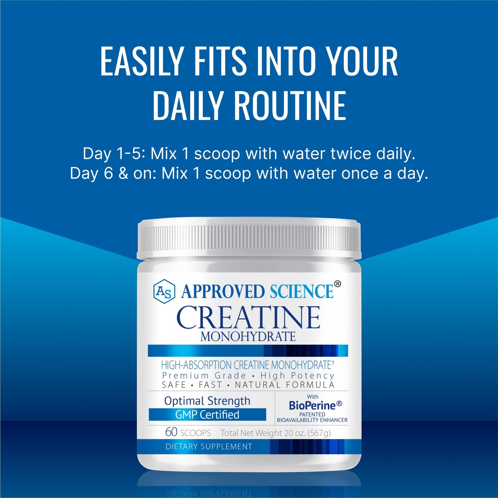 Approved Science Creatine Monohydrate Powder – with 10.6 Ounce (Pack of 1)