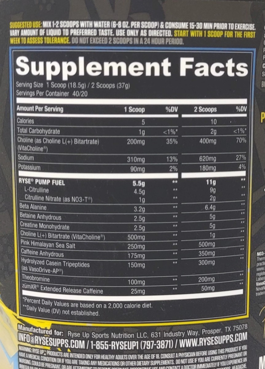 RYSE Godzilla Pre Workout Electric Lemonade 1.6 lbs Exp: 04/2027