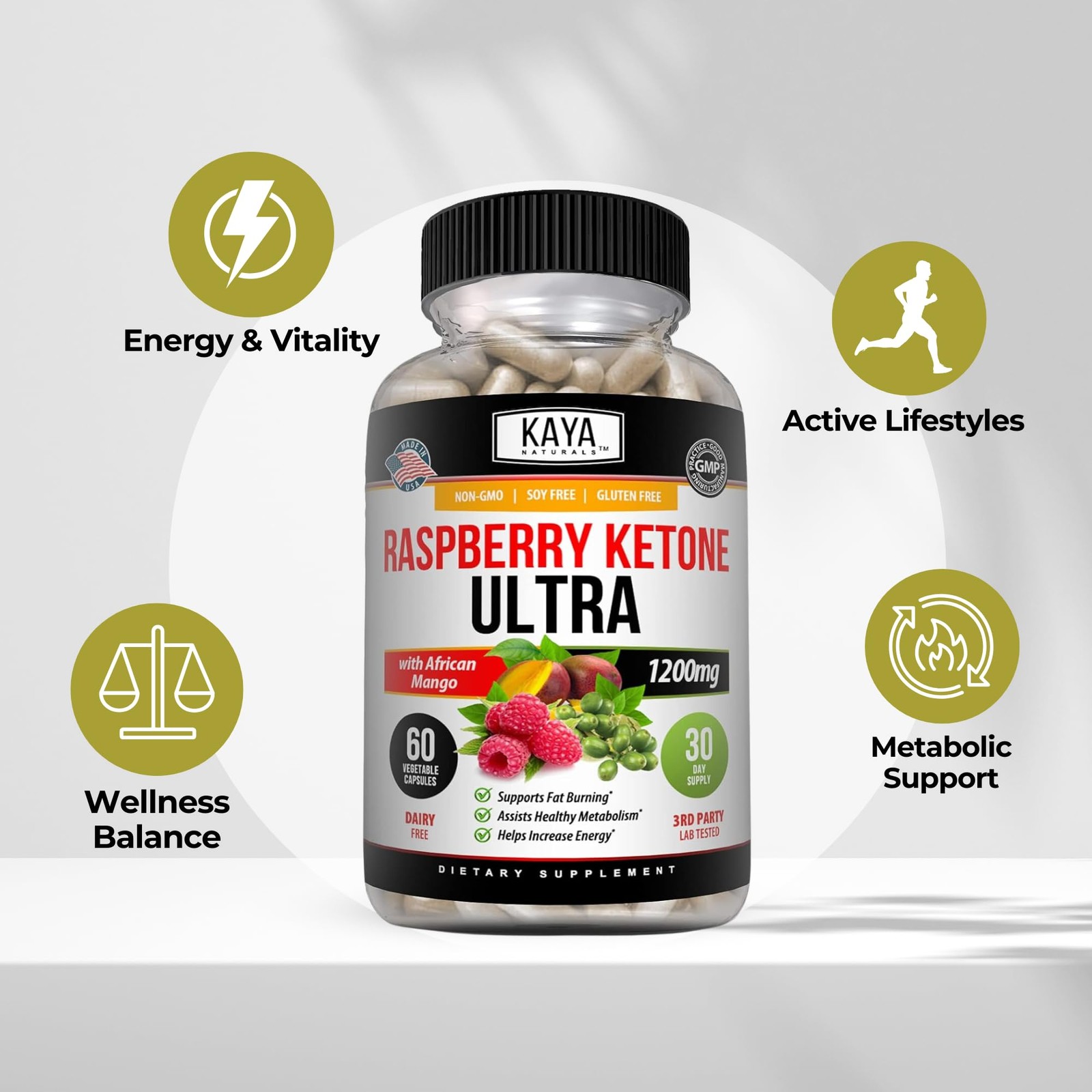 Kaya Naturals Keto Diet Raspberry Ketone – Weight Loss 60 Count (Pack of 1)
