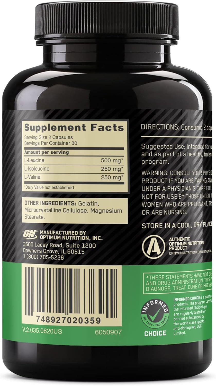 BCAA Capsules 1000mg – Keto Essential Amino Acids, 60 Easy-to-Swallow Capsules