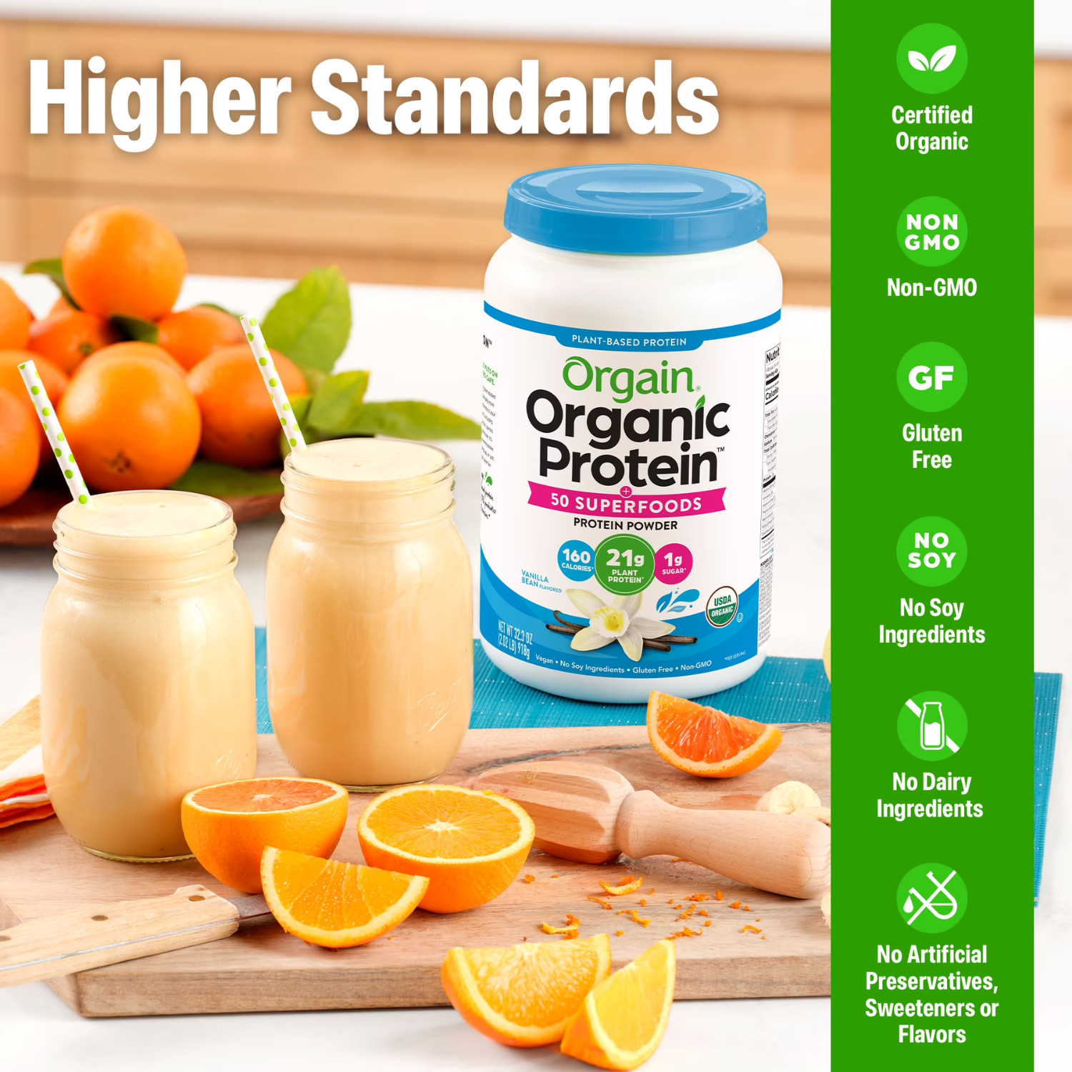 Orgain Organic Vegan Protein Powder 21g + 50 Superfoods Vanilla 2.02lb