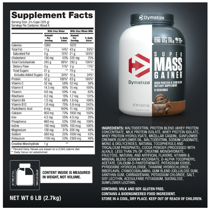 Dymatize Super Mass Gainer Rich Chocolate 6LB Weight Gainer