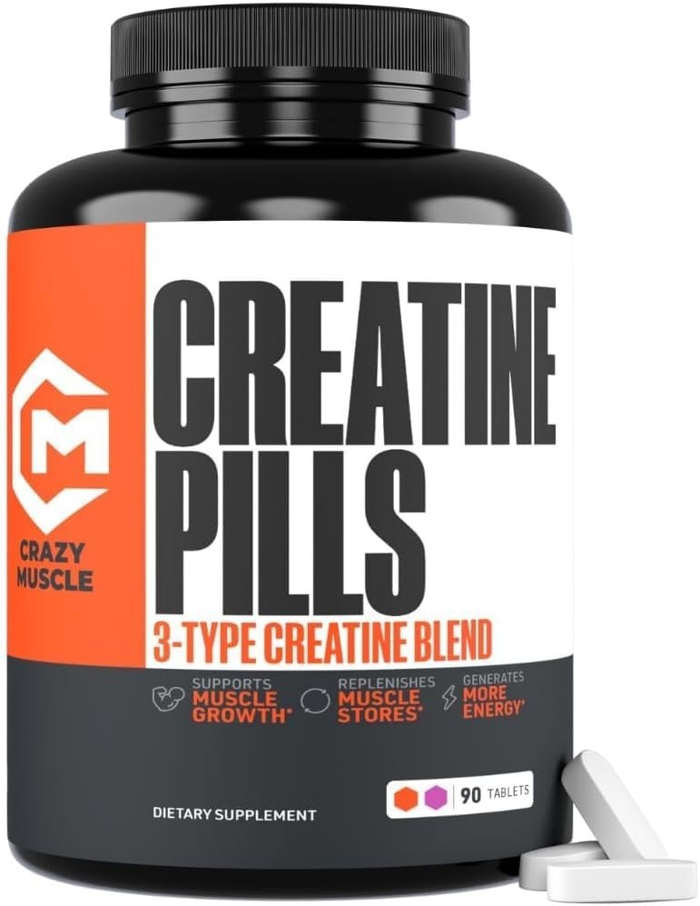 Creatine Capsules, 5G Premium 3X Threeatine Pre Workout Bulk Muscle Mass Gain…