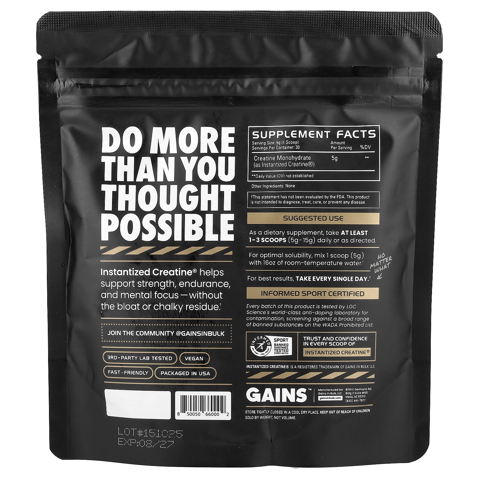 Instantized Creatine®, Soluble Creatine Monohydrate, Original, Unflavored, 5.29