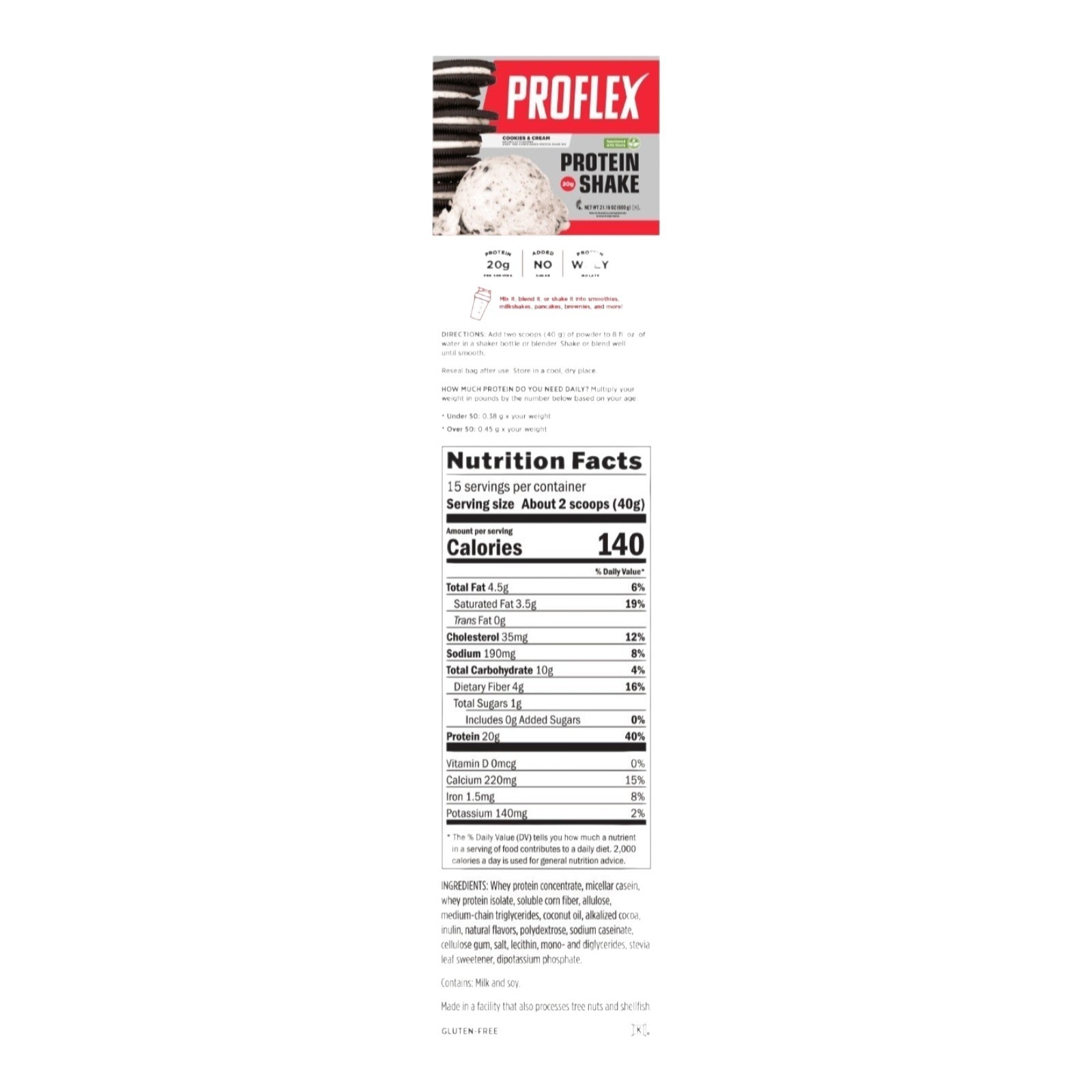 Melaleuca Proflex Protein Shake 21.16 oz Cookies & Cream 20g Protein 02/28 Exp.