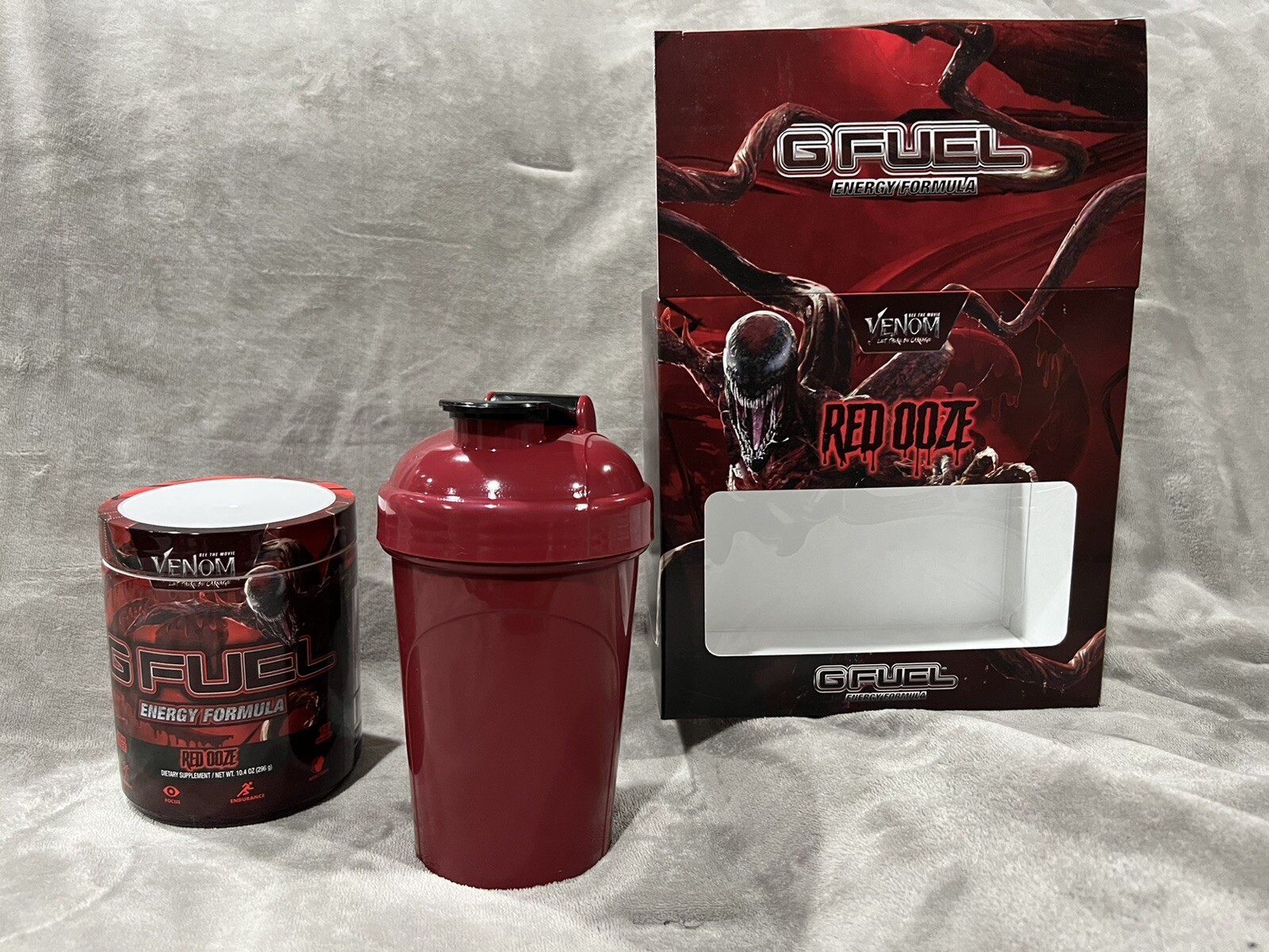 G Fuel ERROR Carnage Venom Open Collectors Box Red Ooze Misprint Shaker Cup READ