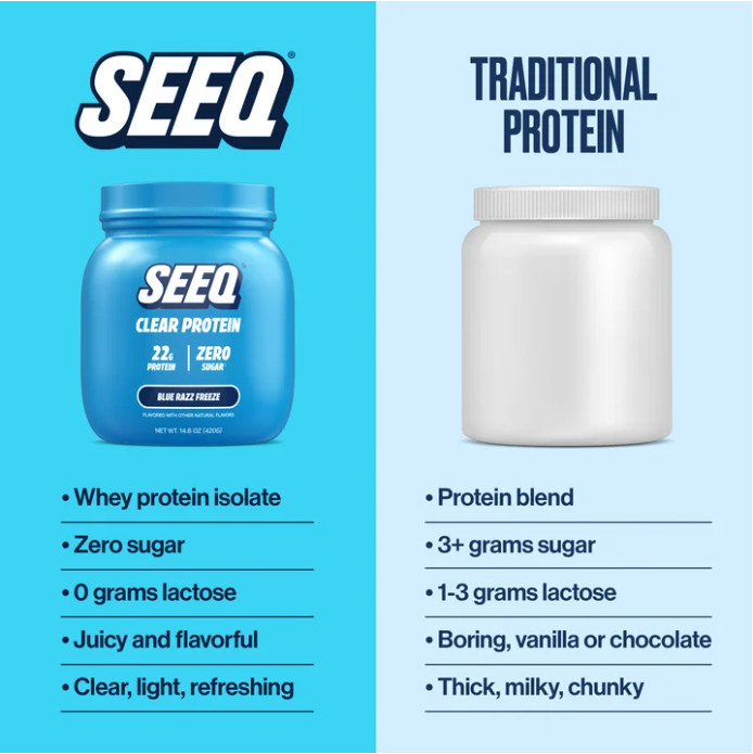 Seeq Clear Protein Powder, Blue Razz Freeze, 15 Servings