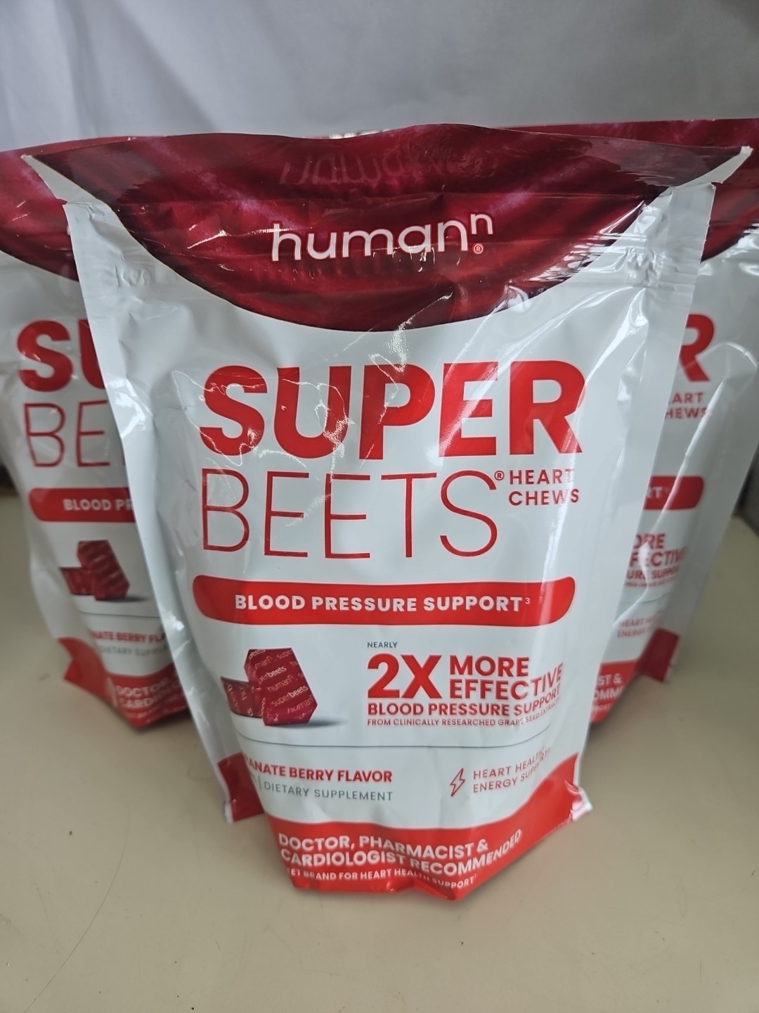 3x HumanN SuperBeets pomegranate berry Soft Chews – Total 180 Heart Health