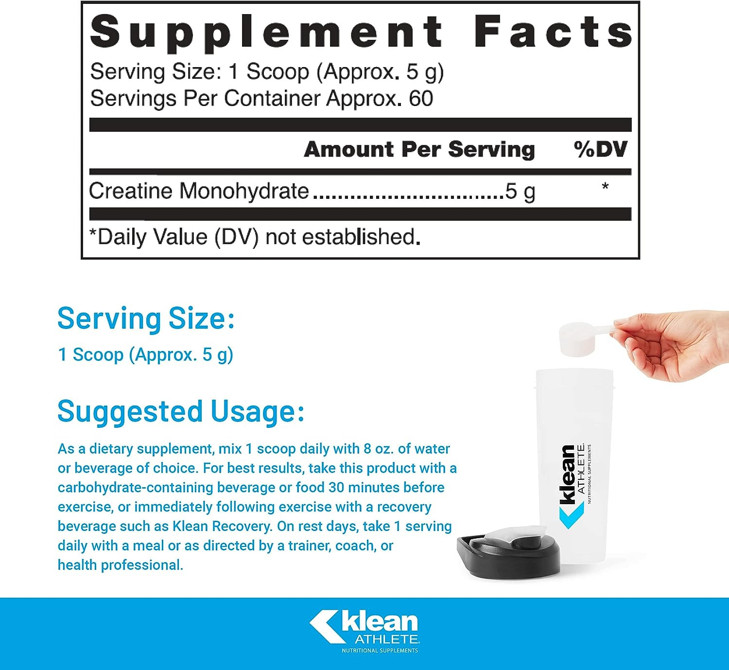 Klean ATHLETE Klean Creatine – Muscle Strength, Performance & Recovery 11.1 oz