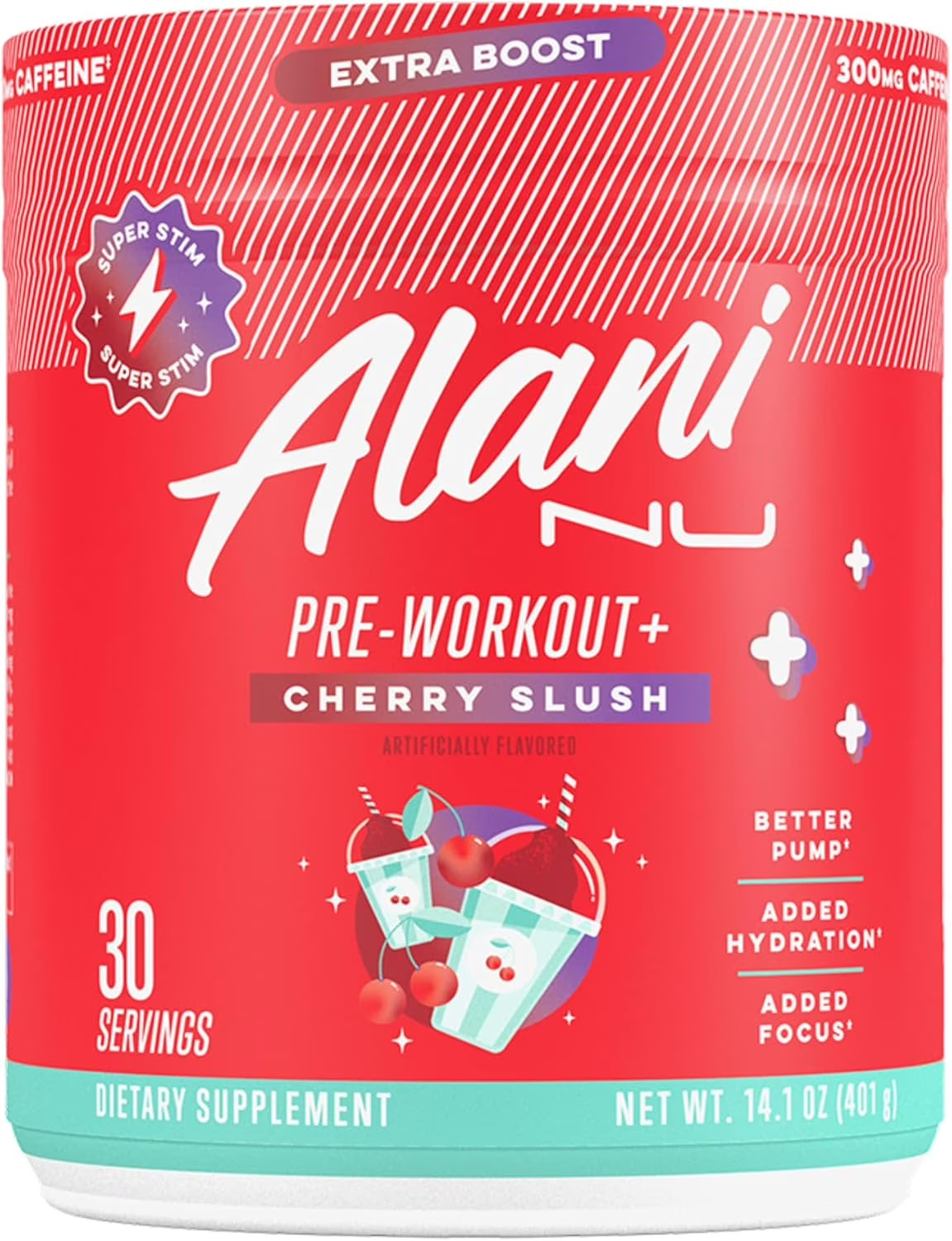 Pre-Workout+ Powder, Frozen Lemonade, 30 Servings, 300Mg Caffeine