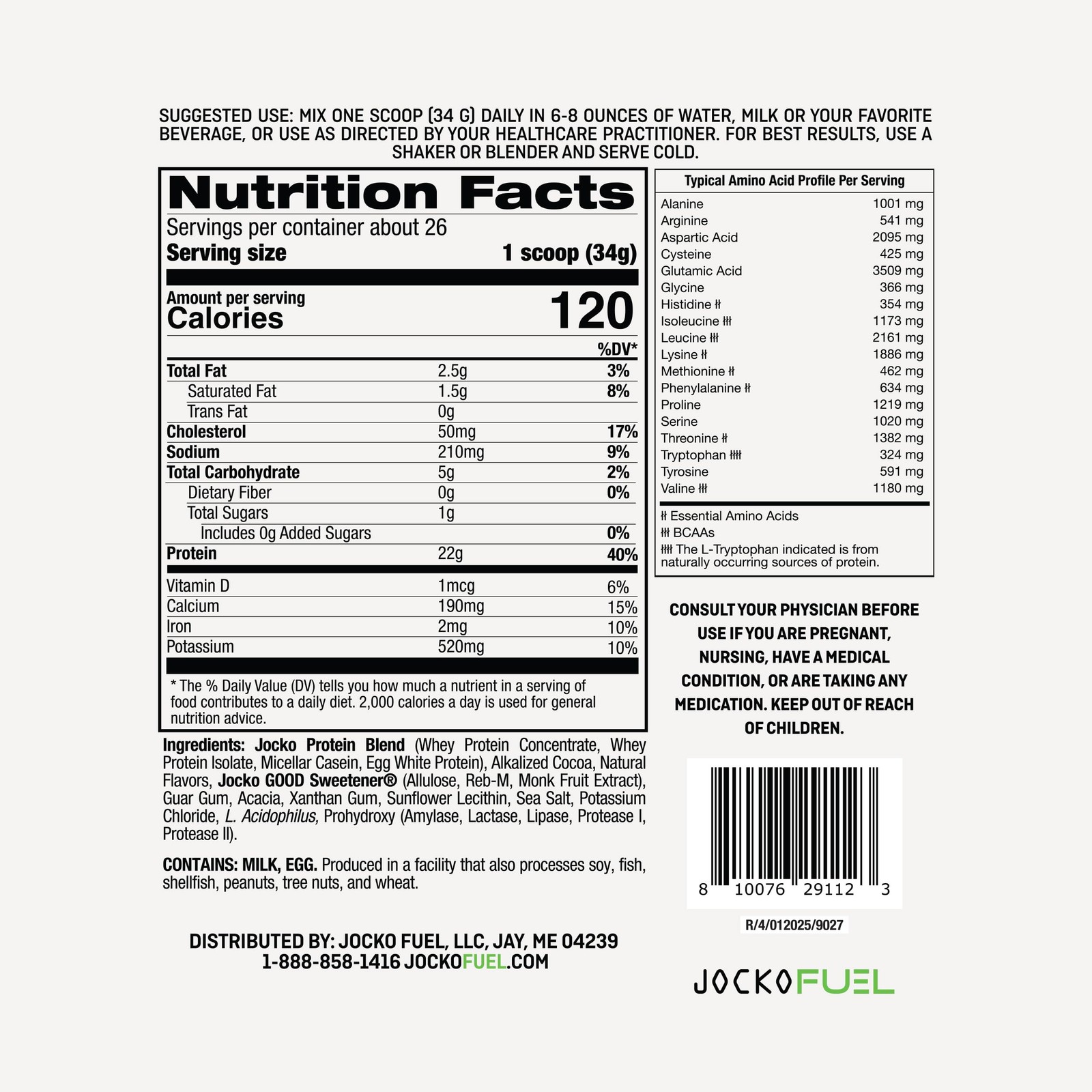 Jocko Fuel Whey Protein Powder, Mint Chocolate, 22g Protein, Digestive Enzyme…
