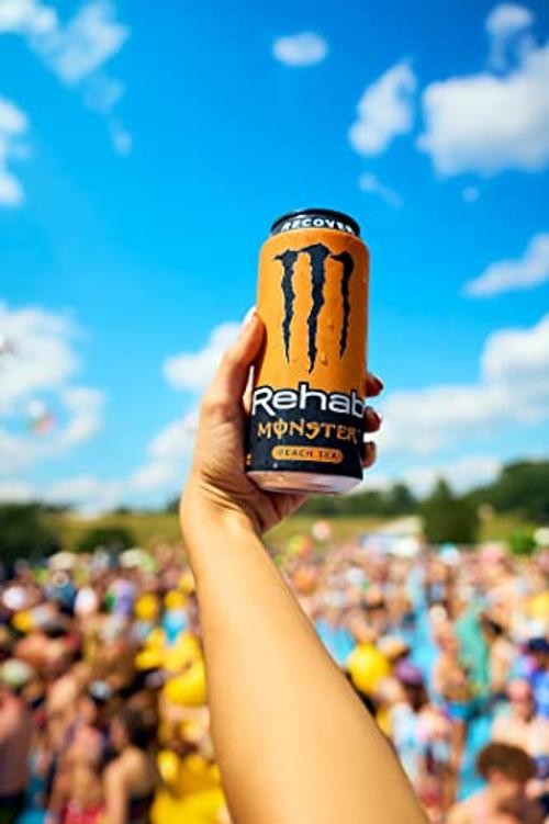 Rehab + Energy, Energy Drink, 15.5 Ounce | Energy Iced Tea, 15 Pack Peach Tea