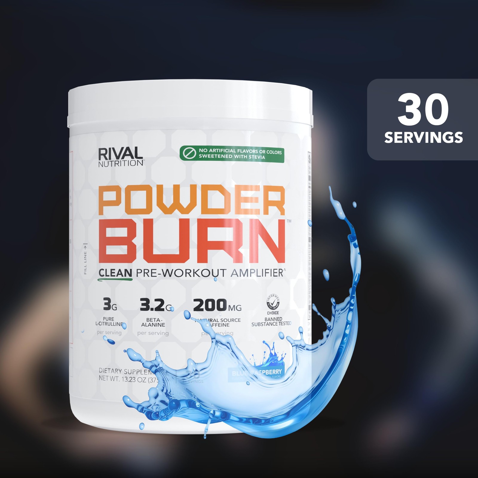 RIVAL NUTRITION Powder Burn Pre-Workout Energy for Men and 30 Servings