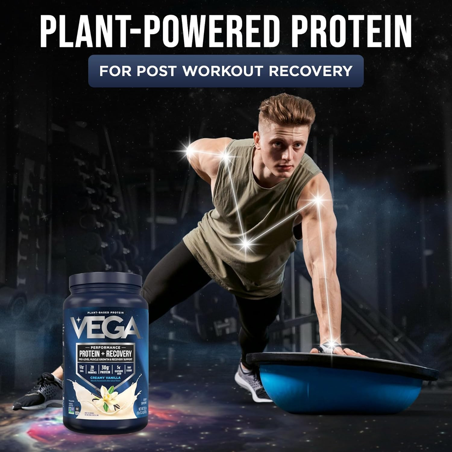 Protein + Recovery, Vanilla – 30G n Protein, Dairy & Gluten Free, Probiotics, NS