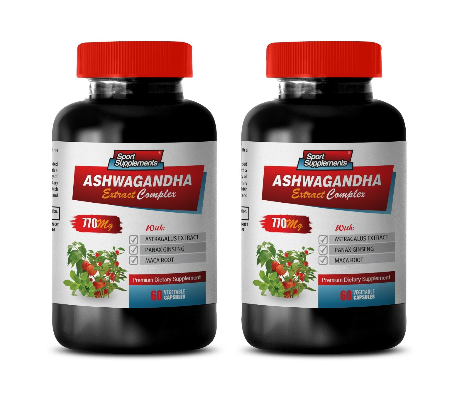 stress relief pills – ASHWAGANDHA ROOT COMPLEX 770mg – anti depressant 2 Bottles