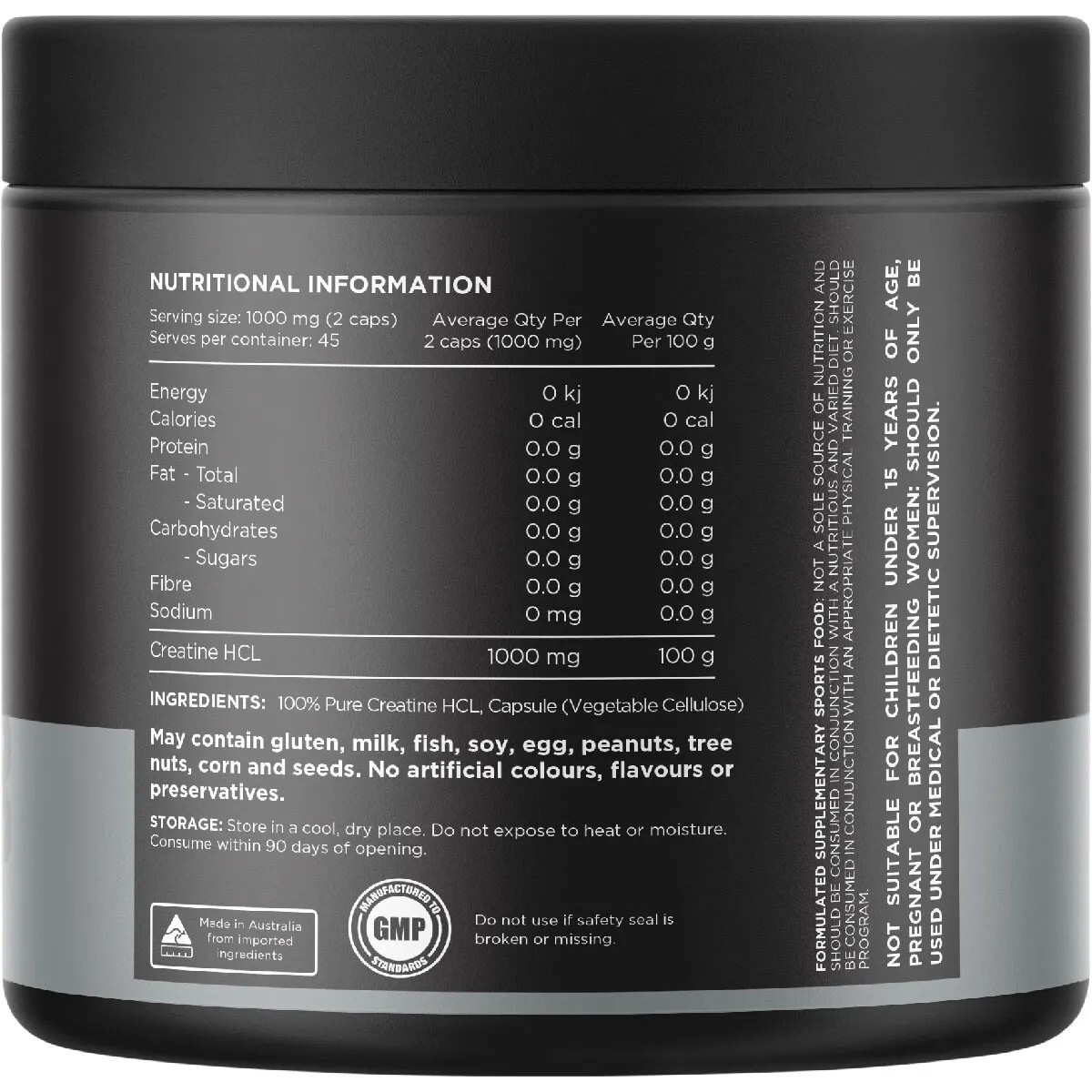 New Switch Nutrition Creatine 90 Capsules 100% Pure Creatine HCL