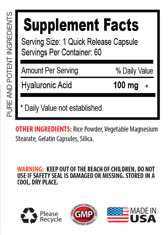hyaluronic acid capsules – HYALURONIC ACID 100MG – bone health vitamins 3B