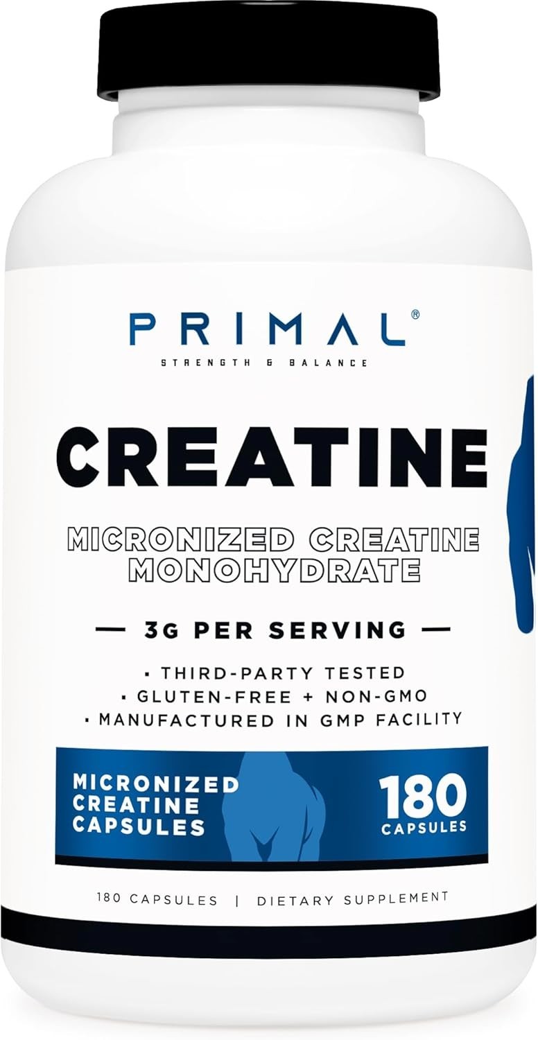 GMP Certified Creatine Monohydrate 3,000 mg – 180 Capsules for Serious Athletes