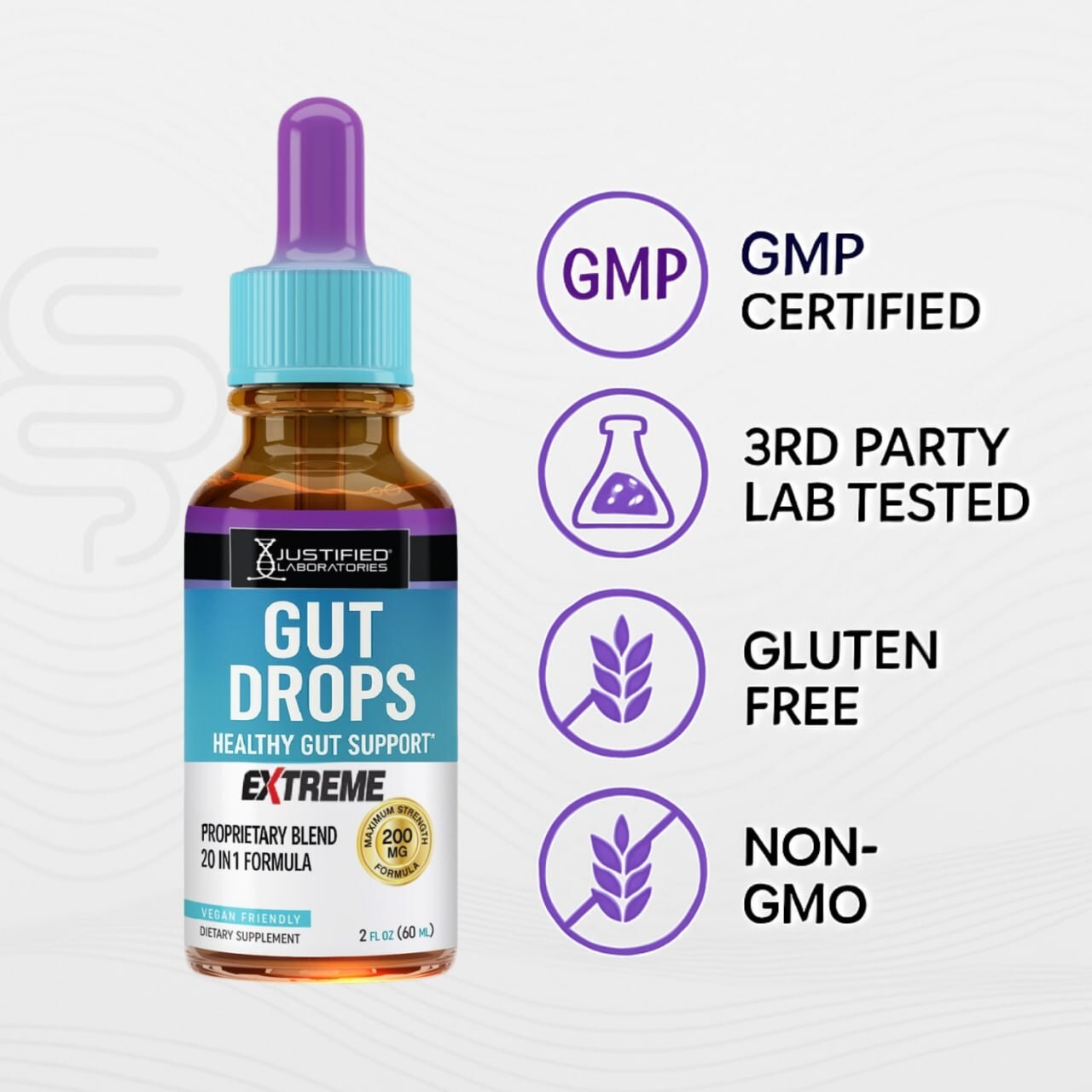 Gut Drops Extreme 200MG Healthy Gut Support Proprietary Blend 20-in-1 Formula