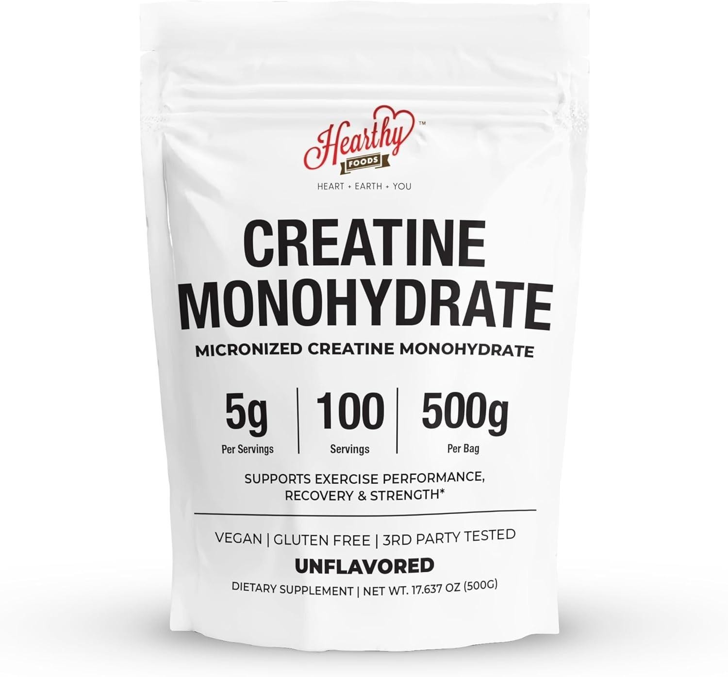 Creatine Monohydrate Micronized Powder 500g – 100 Servings, 5000mg Per Serving