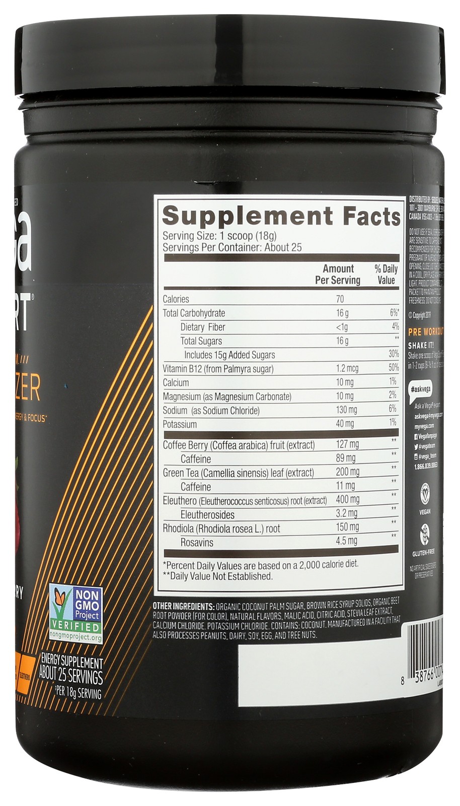 Vega Sport Acai Berry Premium Energy Supplement 16.2 Oz Sports Tea 1 Pack