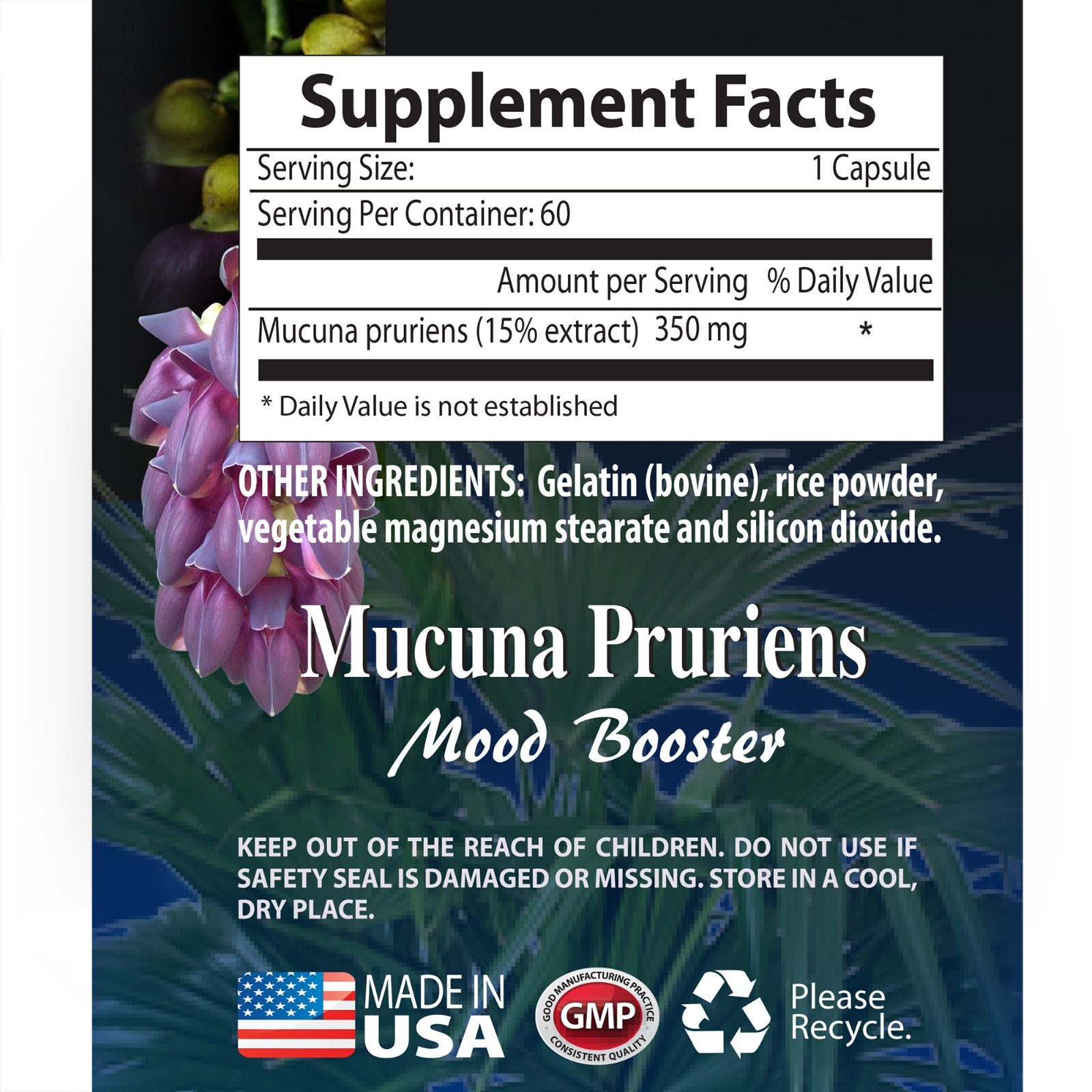 Muscle Gainer MUCUNA PRURIENS VELVET BEANS EXTRACT – mood support (6 Bottles)