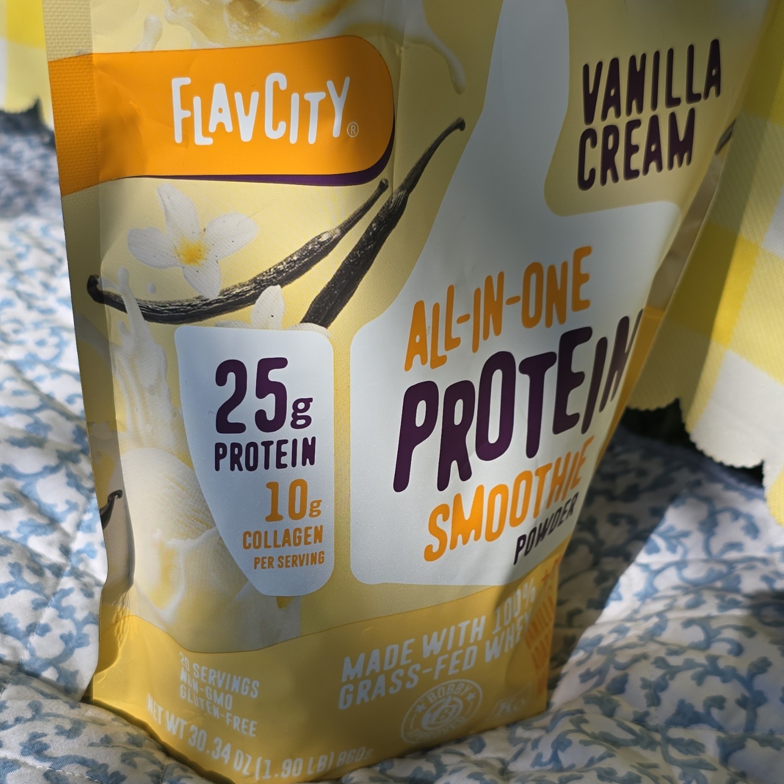 FlavCity All-In-One Protein Smoothie Powder Vanilla Cream Gluten-Free 30.34 oz