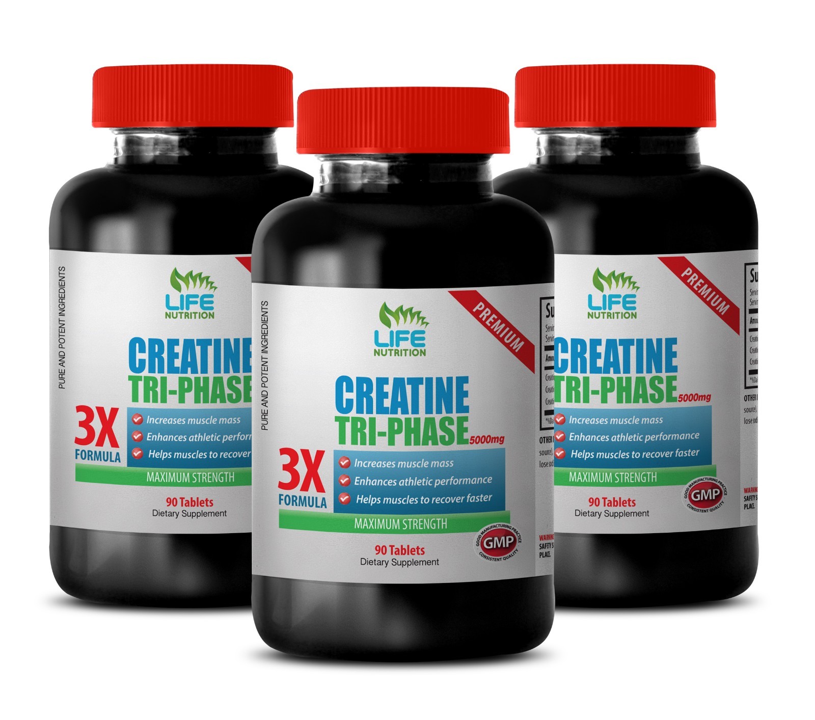 Muscle Mass XXX Creatine Tri-Phase 3X 5000mg Supplements Super Pills Deal 3B