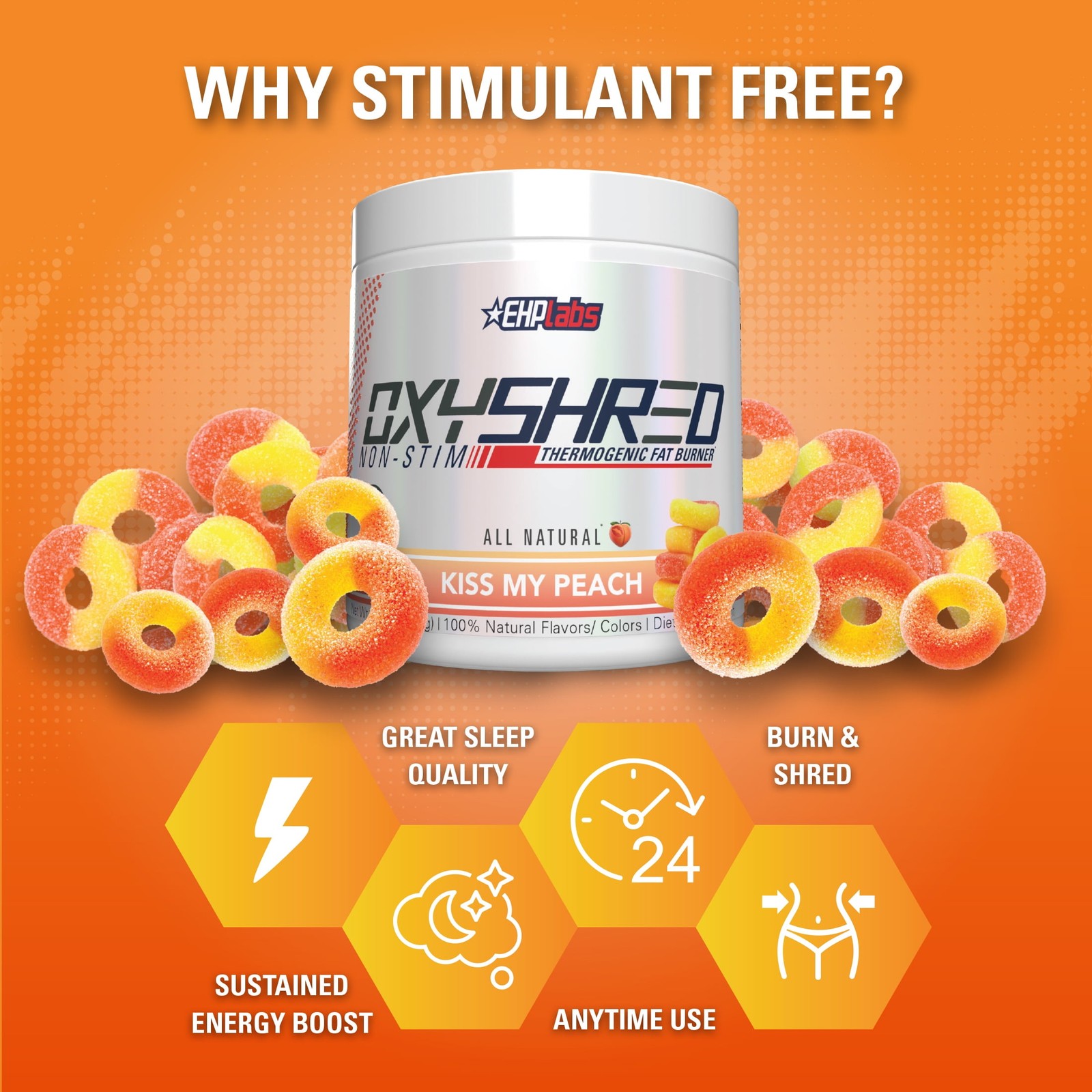 EHP LABS OxyShred Non Stimulant , Caffeine Free Pre-Workout Supplement