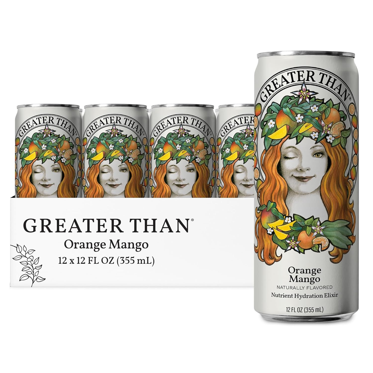 GREATER than Hydration for Her, Orange Mango Coconut Electrolyte Water, 12 Pk