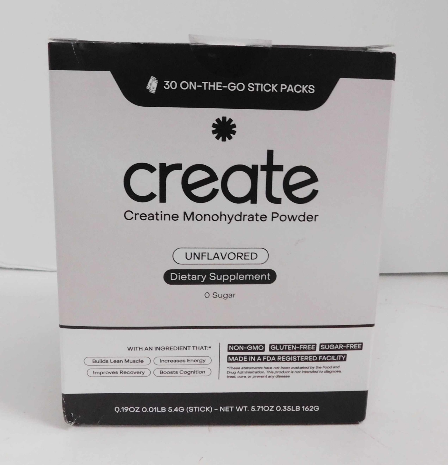Create Single Serve Creatine Monohydrate Powder – 30 Pack, 5.4g ea. Exp. 08/27