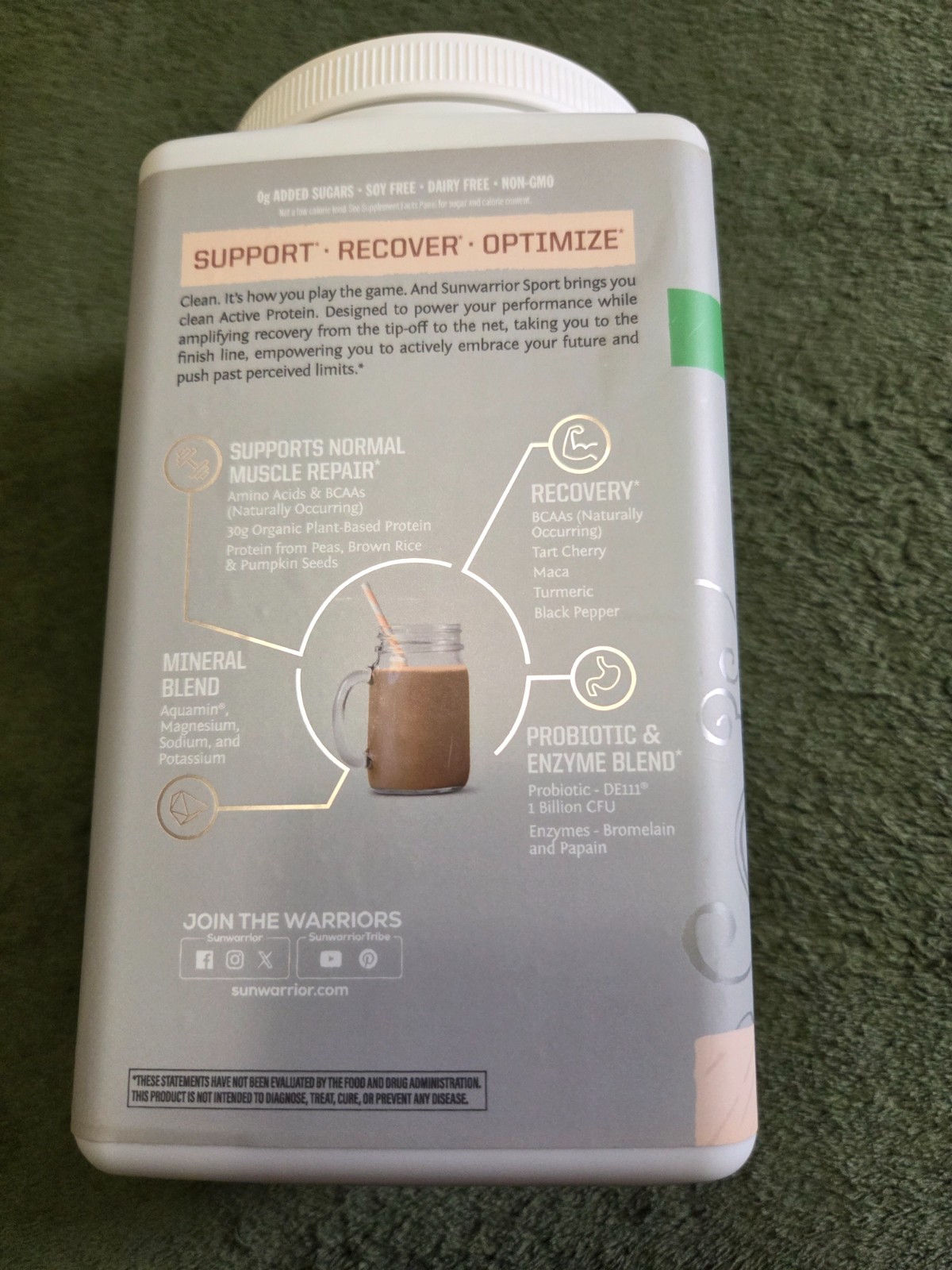 Sunwarrior Organic Active Sport 30g Protein Powder Chocolate 2.2 lb NEW